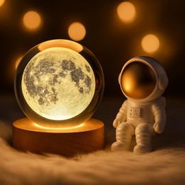 3D Moon Crystal Ball Night Light, Stunning Moon Design, Elegant Decorative Lamp for Kids, Teens, and Space Lovers, Perfect for Bedroom, Desk or Gift Use
