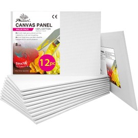 PHOENIX Small Painting Canvas Panels 5x7 Inch, 12 Value Pack - 8 Oz Triple Primed 100% Cotton Acid Free Canvas Boards for Painting, White Blank Flat Canvas Boards for Acrylic, Oil Paints