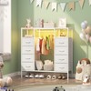 HIGDBFE LED Dresser with Hanging Rack, 8 Fabric Drawer Dresser