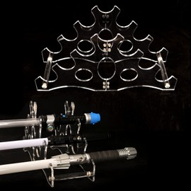 WANLIAN lightsaber stand lightsaber holder Lightsaber rack sword hook 6-layer trapezoidal acrylic desktop lightsaber display rack sword rack display rack sword supportr (Transparent)
