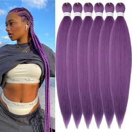 YDDM Pre Stretched Braiding Hair Braiding Hair Extensions Lavender Braids Extensions Hair 32 Inch 6packs Box Braid Hair Extensions Hair For Braiding Crochet Hair Braiding (32 Inch, Lavender#)