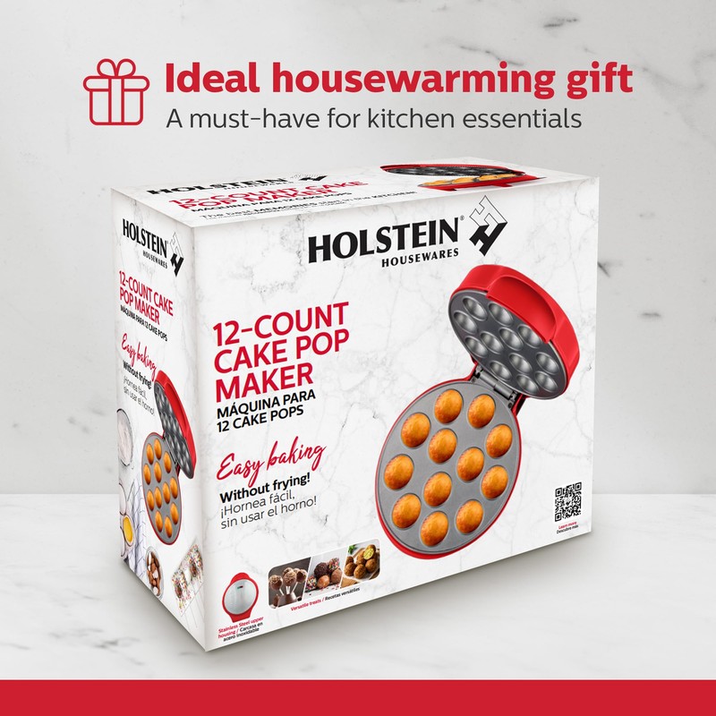 Holstein Housewares 12-Count Cake Pop Maker with Non-Stick Plates &