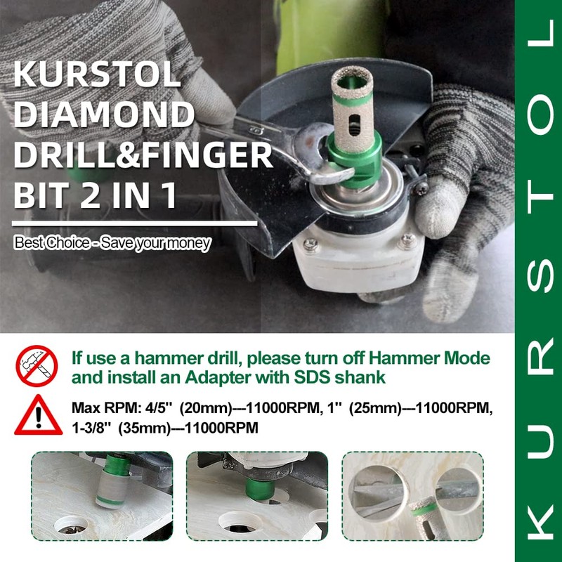 KURSTOL Diamond Core Drill Bits - 4/5" Versatile Drilling Milling