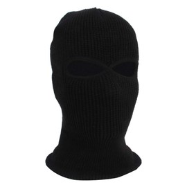 Winter 2 Hole Knitted Full Face Cover Ski Mask Bike Cycling Balaclava Headwrap for Women Men Outdoor Sports Black