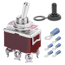 2-Pack Momentary Toggle Switch with Waterproof Cap KN3C-223, (ON)-Off-(ON) DPDT 6Pin 10A 12mm/0.47" Rocker Switches Copper Terminal for Auto Car Marine Boat