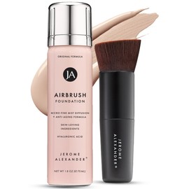 Jerome Alexander MagicMinerals AirBrush Foundation – 2 Piece Set with Airbrush Foundation and Kabuki Brush - Spray Makeup with Anti-aging Ingredients for Smooth Radiant Skin - Light