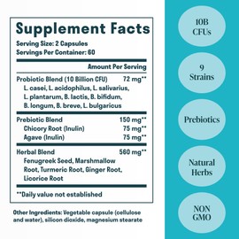 Nuven Naturals All-in-One Gut Health w/Probiotics, Prebiotics, Digestion-Supporting Herbs, and Adaptogens - Leaky Gut Repair Formula to Support Gut Lining, Aid in Digestion, and Promote Good Bacteria
