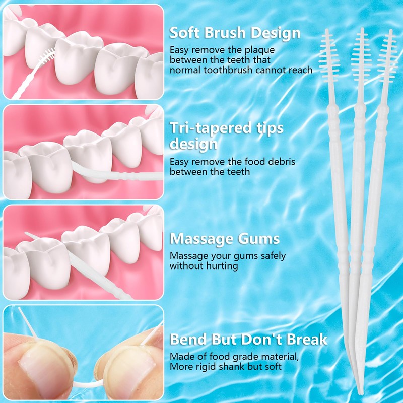 DanTicy Brushpicks Interdental Toothpicks,Soft Bristle Dental Floss Picks Toothpicks,Helps Removes