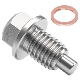 Aienxn M12 x 1.75 Magnetic Oil Drain Plug, Stainless Steel Oil Drain Plug Sump Drain Nut Bolt with Copper Gasket Crush Washer Replacement for M12×1.75 Models