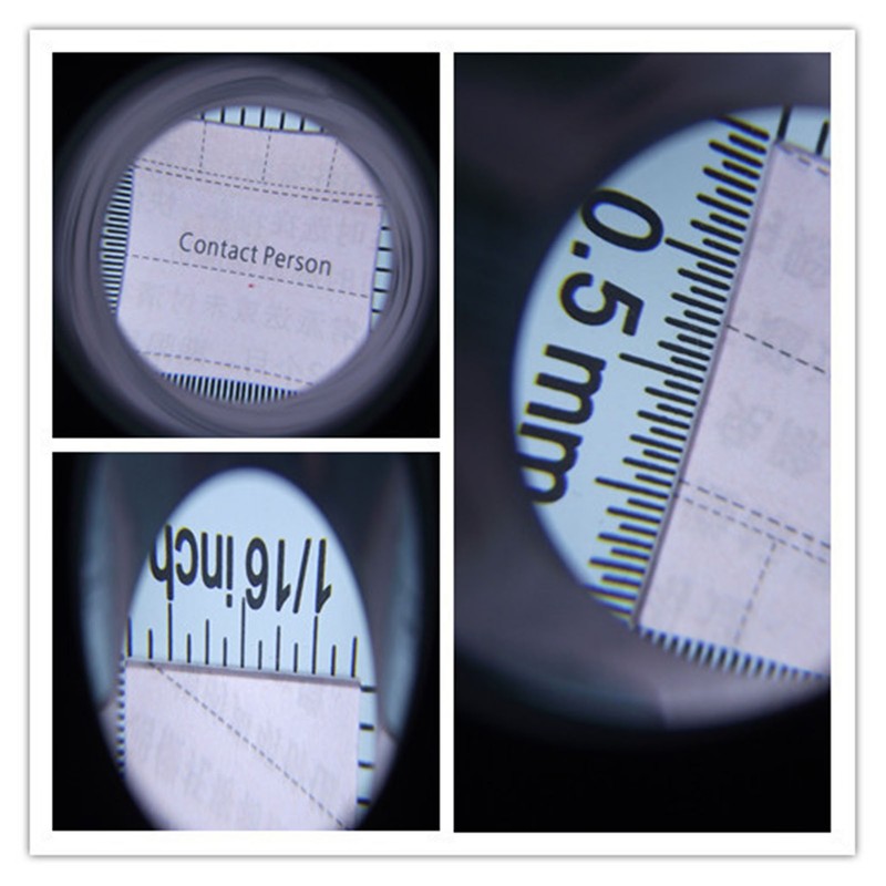 Handheld 10X Magnifier Loupe 3 LEDs Optical Glass with Measure