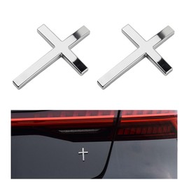 2PCS Individual Jesus Cross Car Emblem,3D Metal Car Badges for Covering Scratches and Cars Decoration,Universal & Self-Adhesive Cross Stickers for Cars Exterior Accessories