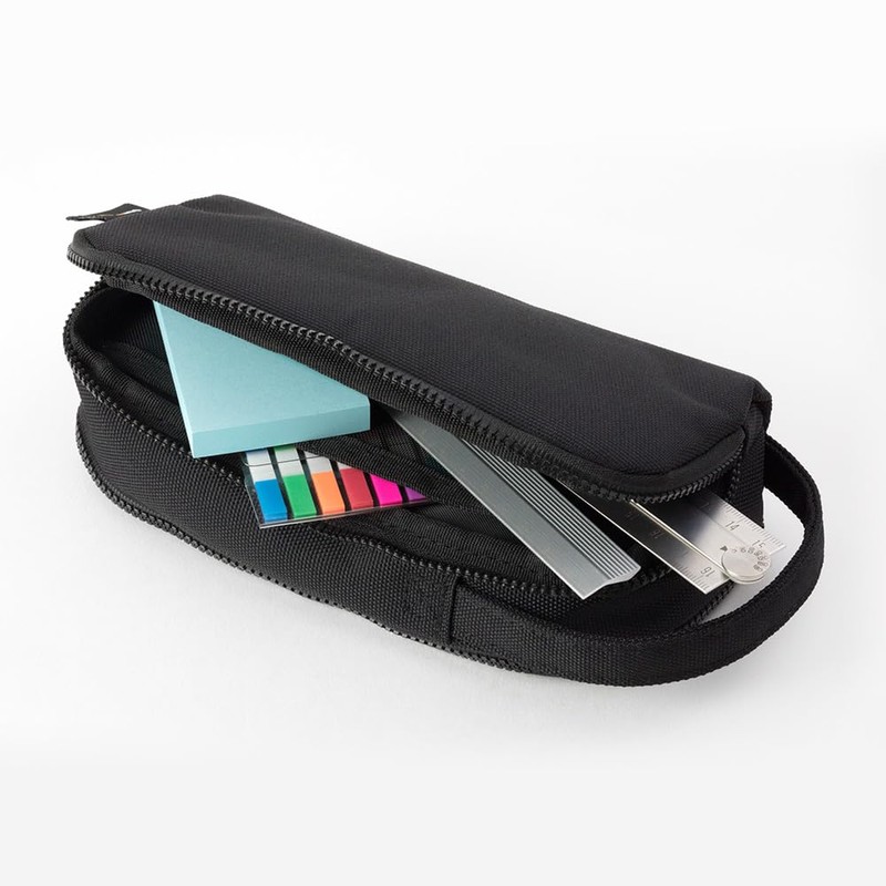 Midori 41784006 Pencil Case, 2-Way Pouch, Pen Pouch, Cordura, Black