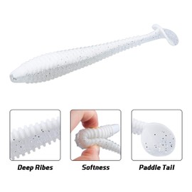 RUNCL Swimbaits Paddle 10/20/30/40PCS, 5/4/3/2 Inchs Paddle Tail, Soft Lure for Trout Crappie Bass, Durable Plastic Bait Swimmer for Saltwater/Freshwater, Fishing Lover's Gift