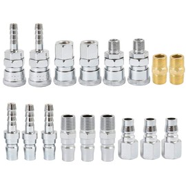 18pcs Airline Fittings 1/4"BSP Air Line Hose Compressor Connectors Quick Coupling Release Set Thread Male Female