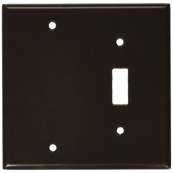 Leviton 85006 2-Gang 1-Toggle 1-Blank Device Combination Wallplate, Standard Size, Thermoset, Box Mount, Brown