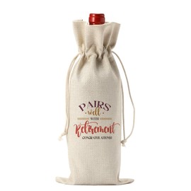FBCCZEY Funny Retirement Wine Bag Happy Retirement Gifts for Woman Men Wine Bags Pairs Well With Retirement Retired Gifts for Women Leaving Gifts for Best Friends Coworkers Boss Nurse Teachers