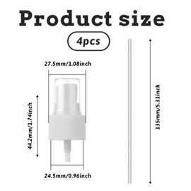 salbsever 4 Pack Spray Bottle Top, Spray Tops for Bottles Spray Bottle Nozzle Sprayer Tops Replacement Pump Plastic for Essential Oil Bottles, White