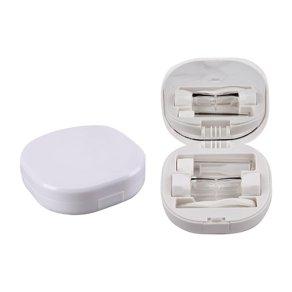 RICISUNG Hard Contact Lens Contact Case Storage Liquid Soft Contact Container Storage Case Travel Set (White)