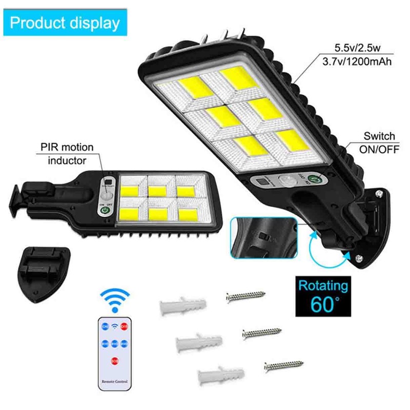 Solar Outdoor Lights 2500LM LED Security Lights with Remote Control,