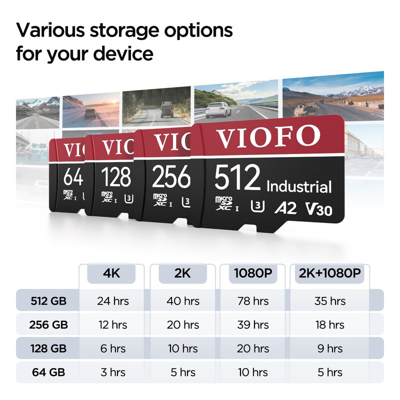 VIOFO 256GB High Speed MLC Micro SD U3 Memory Card