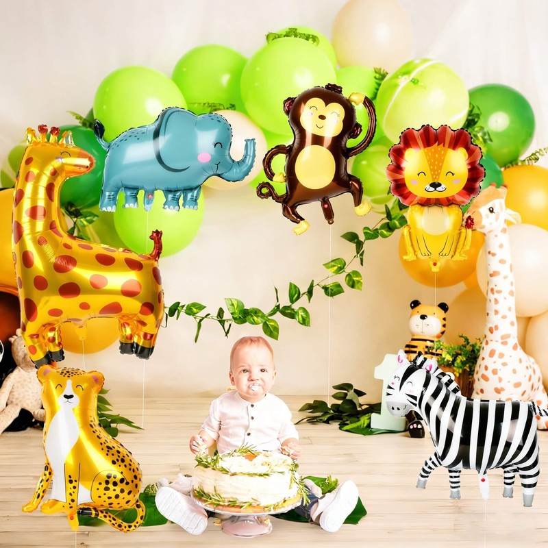 Ospvcwk Giant Safari Animal Balloons 7 Pack, Jungle Zoo Party