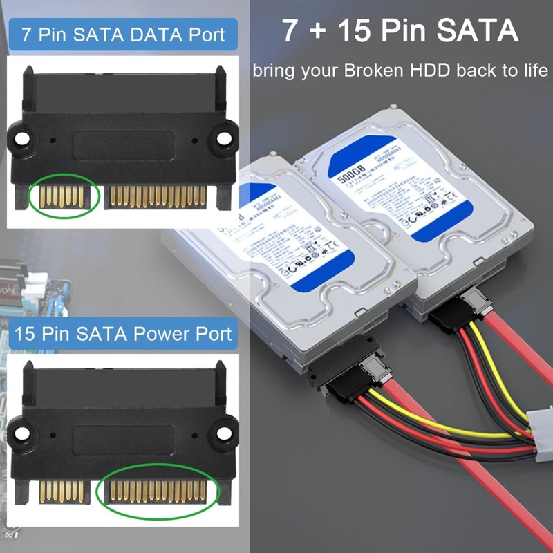 AYMBH High-Speed SATA 22 Pin (7+15) Male to Female Extension