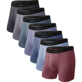 BAMBOO COOL Men's Ultra ComfortSoft Underwear, Moisture Wicking & Breathable No Ride Up Boxer Briefs with Fly, Multipack
