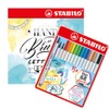 STABILO Pen 68 Brush Pens with Handwriting Instructions, 15 Assorted