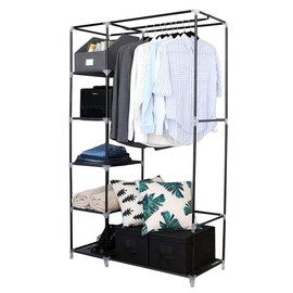 amopacorp 64" Closet Wardrobe, Portable Closet for Bedroom, Clothes Rail with Non-Woven Fabric Cover, Clothes Storage Organizer for Bedroom, Sturdy, Easy Assemble