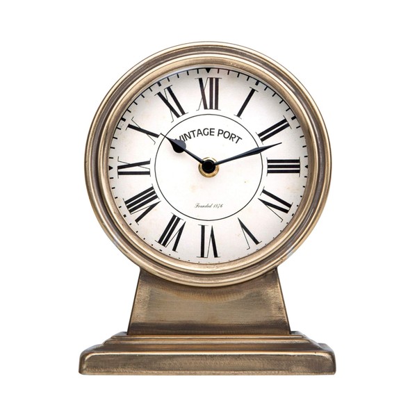 NIKKY HOME Vintage Gold Mantle Clock, Silent Non-Ticking Battery Operated Rustic Table Desk Shelf Clock for Living Room Decor