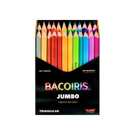 Baco | Bacoiris Lápices de Colores Triangulares Jumbo con Punta 3.3mm - Caja con 24 Colores