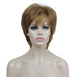 Aimole Short Layered Straight Wigs Synthetic Women's Wig Full Hair (19 Light Strawberry Blonde)