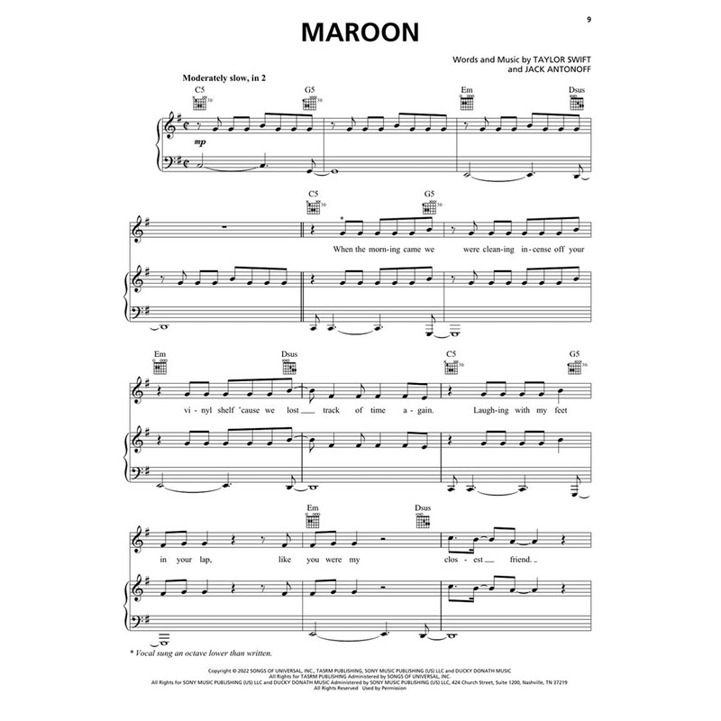 Taylor Swift - Midnights (3am Edition): Piano/Vocal/Guitar Songbook