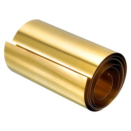 sourcing map Brass Sheet Roll, 0.08x100x1000mm Brass Foil Roll Brass Strip Gold for Crafts, Electrical Repairs, Grounding