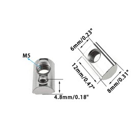 Odinest 2020 Series M5 T Slot Nuts Roll-in Spring Ball Loaded Elastic Nuts 25 Pack Carbon Steel for 2020 Series Aluminum Extrusion Profile Rail with 6mm Slot for 3D Printer