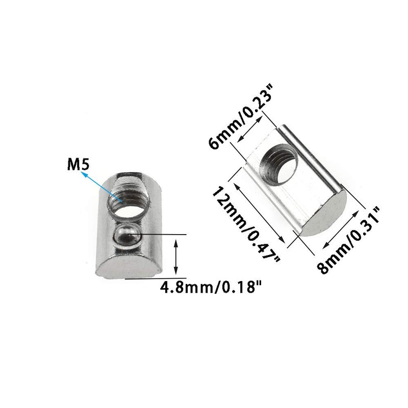 Odinest 2020 Series M5 T Slot Nuts Roll-in Spring Ball
