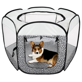 Furhaven Portable Dog Playpen Cat Tent, Pet Playground/Kennel Foldable Indoor Outdoor Zippered Puppy Crate - Gray Pebbles, Large