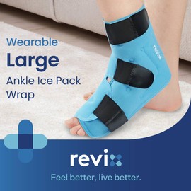 REVIX Large Ankle Ice Pack for Foot Discomfort, Reusable Gel Cold Pack with Cold Compression Therapy, Full Coverage Ankle Ice Wrap for Post-Workout Recovery, Achilles Tendonitis, 2 Packs
