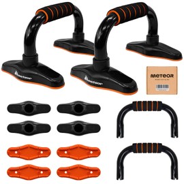 Meteor Essential Push Up Bars - Non-Slip Foam Grip Handles for Chest Press, Home Gym Strength Training, and Fitness Exercise (1Pair)