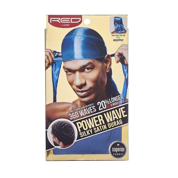 Red By Kiss Power Wave Silky Satin Durag Extra Long Tails, Blue