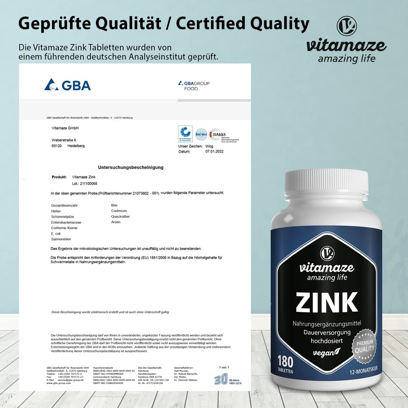 Zinc tablets highly dosed, 25 mg per daily dose, 50