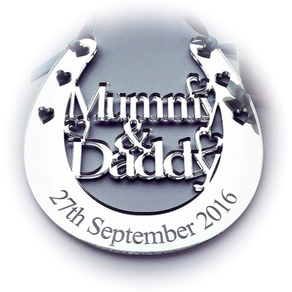 Personalised Wedding Mummy and Daddy Good Luck Briday Lucky Keepsake Horseshoe. A Gift For You UK. HS17