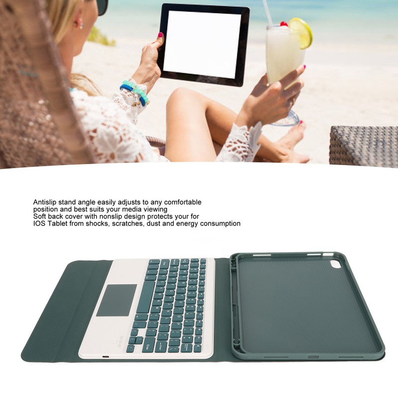 Tablet Case with Magnetic Keyboard Pencil Holder Touchpad for IOS