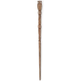 Cottage Garden Natural Brown Woodgrain Owl 13.75 inch Resin Collectible Witch Wizard Cosplay Magic Wand
