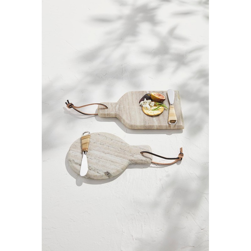 Mud Pie Square Beige Marble Board, Board Approx 8 1/2"