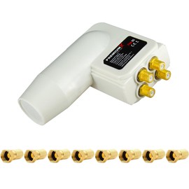 PremiumX Quad LNB White SAT Direct Connection 4 User Satellite TV signal converter DVB-S2 HD 4K 8X F-connector