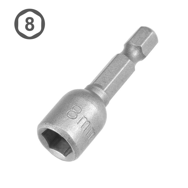 sourcingmap 2 Pcs 1/4" Quick-Change Hex Shank 8mm Magnetic Nut