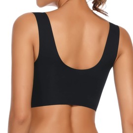 WOWENY Wireless Bras Bralette for Women Crop Top Comfort Bra Tops Thin Soft Bras Bustier Black M
