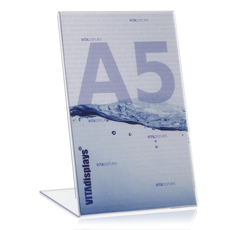 VITAdisplays® DIN A5 Table Stand, L Stand, Advertising Stand, Oblique,