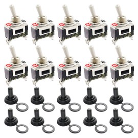 CenryKay 10Pack Black 2 Position 2 Pin ON-Off Metal Toggle Switch 15A 250V Heavy Duty Toggle Switch
